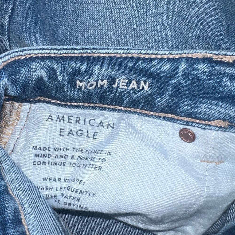 American Eagle Outfitters Classic Blue Denim Mom Jean - Picture 3 of 8